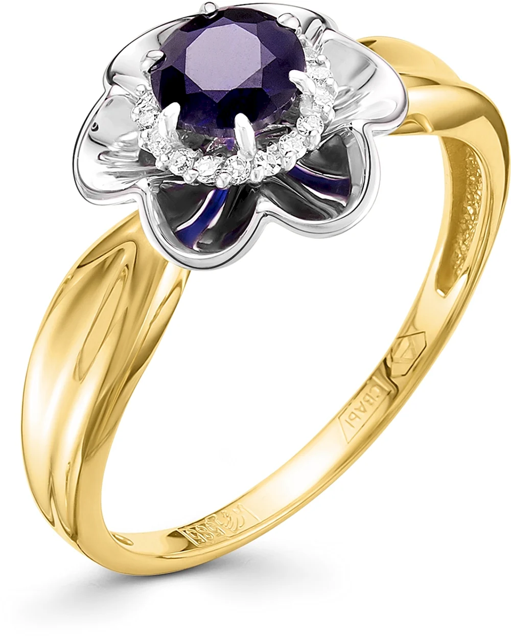 Алькор кольцо золотое с сапфиром и бриллиантами