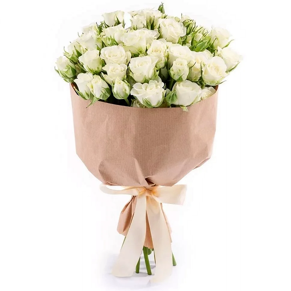 Белые кустовые розы 15штш