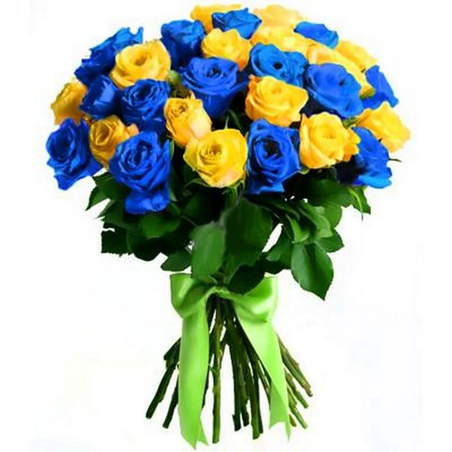 Букет из жёлтых и синих роз