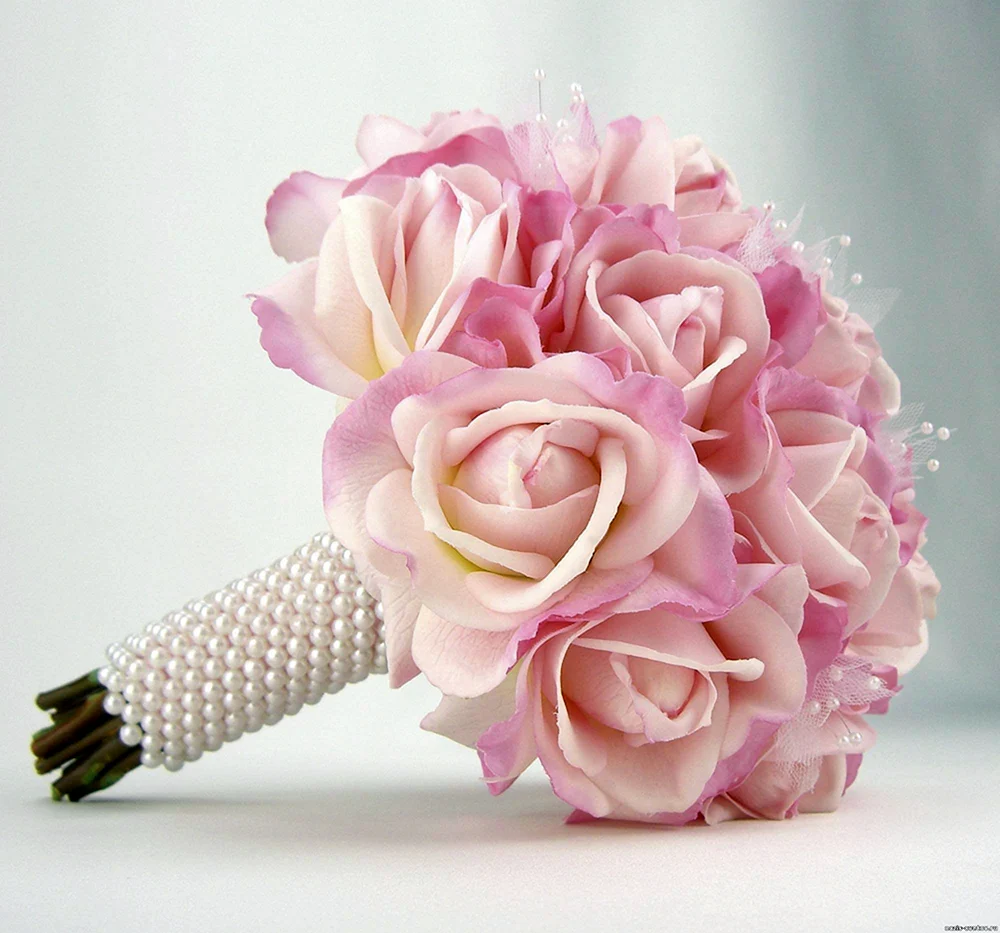 Букет невесты розовый кварц