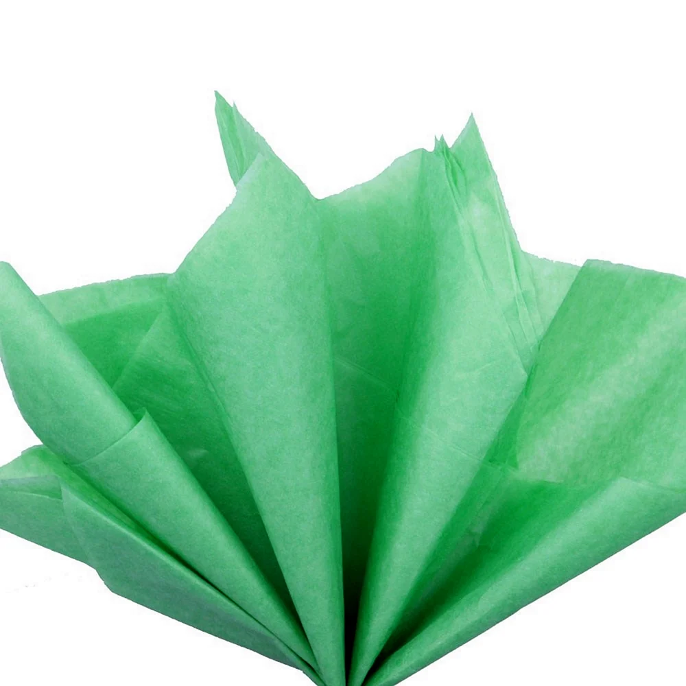 Бумага упаковочная тишью 10 листов 50 см х 66 см зелёная
