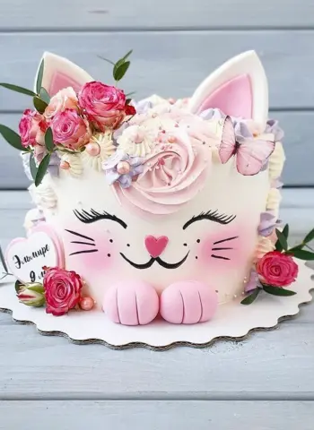 Декор торта для девочки с котятами