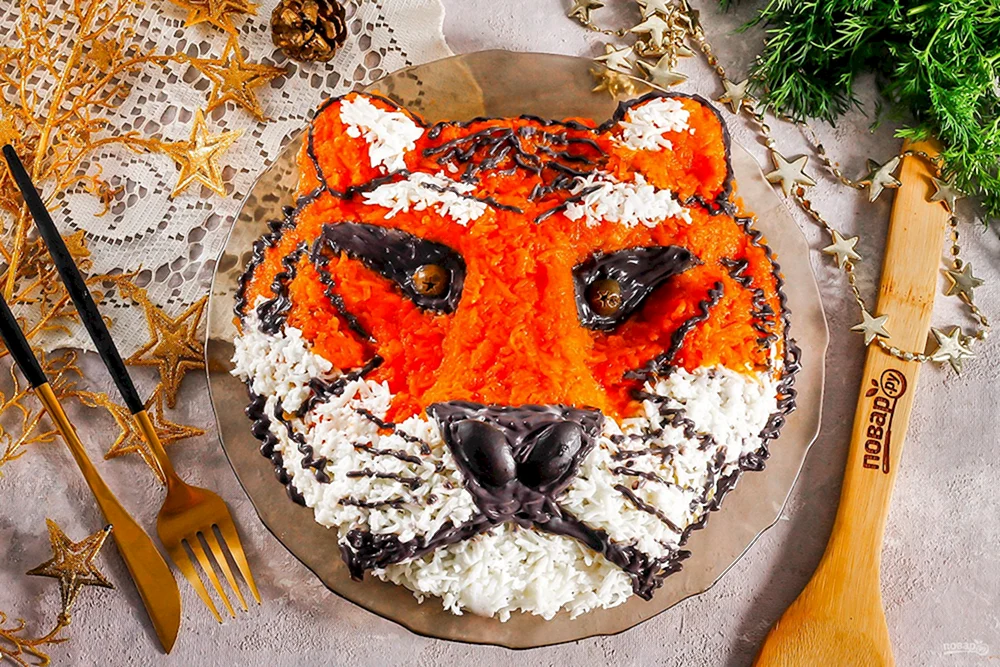 Еда в виде тигра на новый год