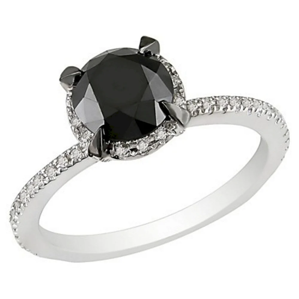 Кольцо с черным бриллиантом из белого золота Кэрри Брэдшоу