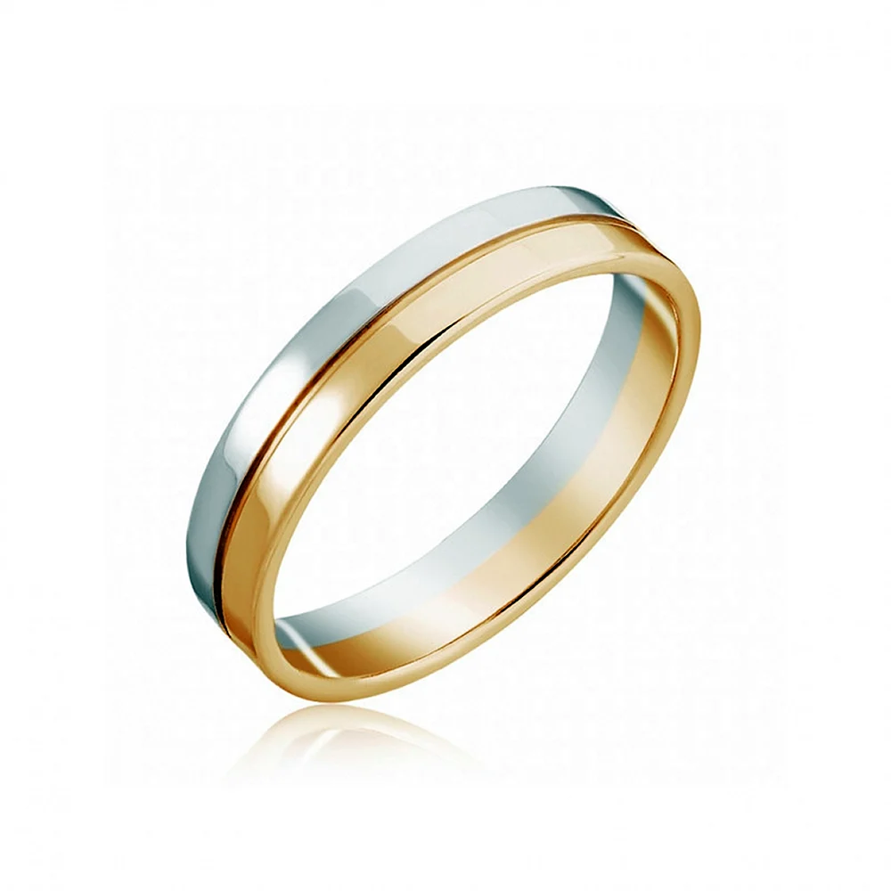 Комбинированное обручальное кольцо белое и жёлтое золото