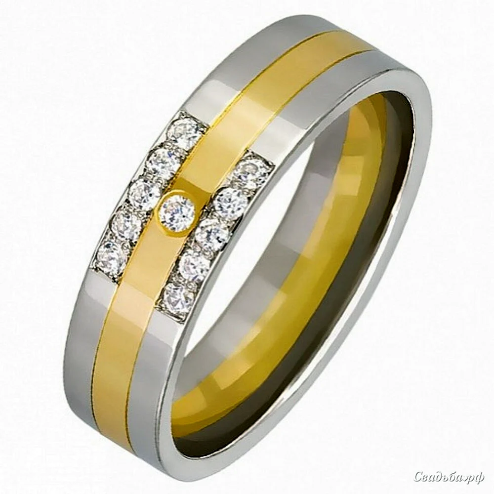 Обручальные кольца белое золото и желтое золото
