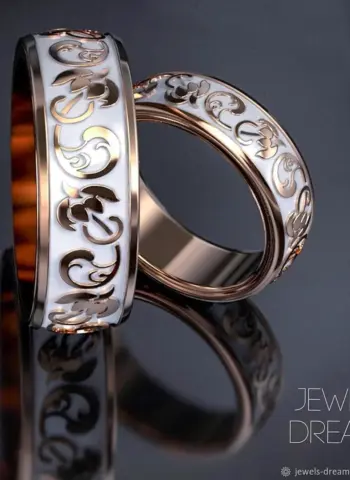 Обручальные золотые кольца с эмалью