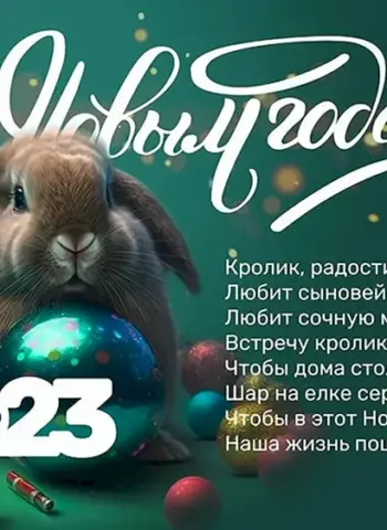 Открытка с новым годом кролика