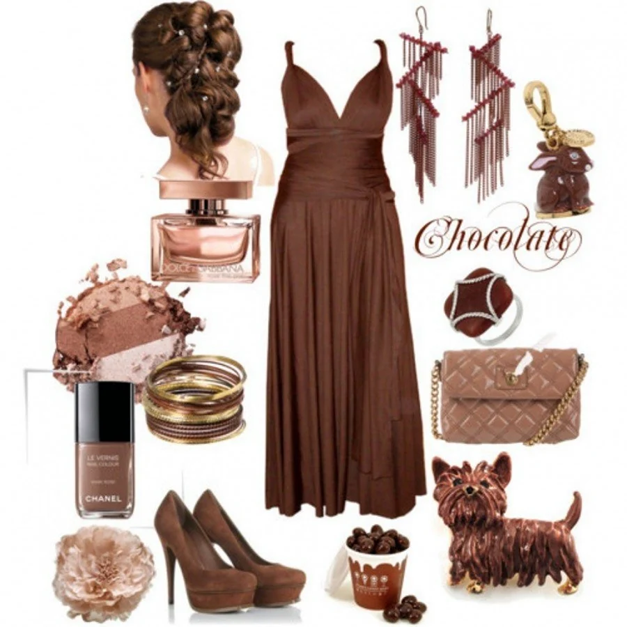 Платье коричневое