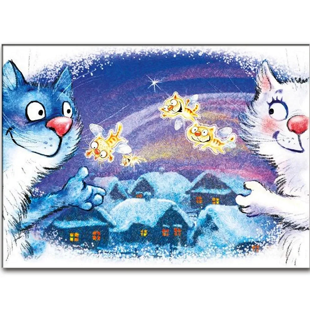 Синие коты Ирины Зенюк зима