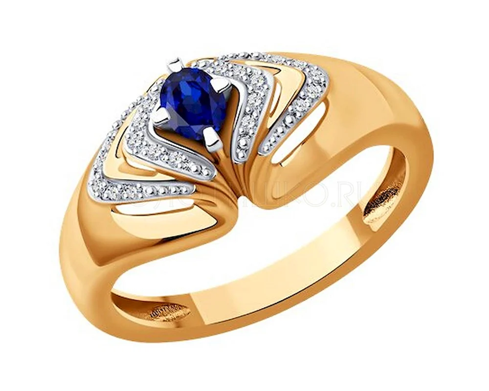 SOKOLOV кольцо из золота с бриллиантами и сапфиром 2011121