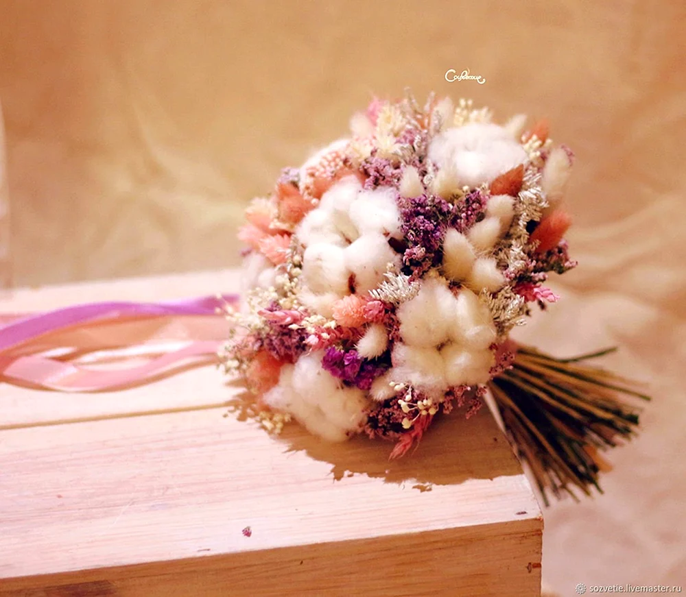 Сухоцветы букет гипсофилы свадебный букет