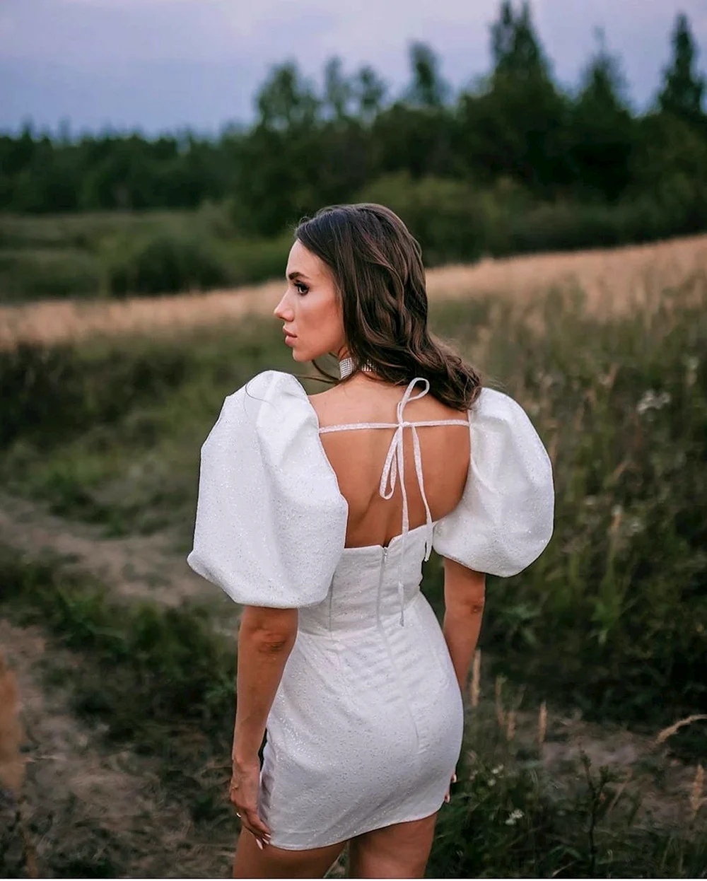 Свадебное платье с рукавами буфами