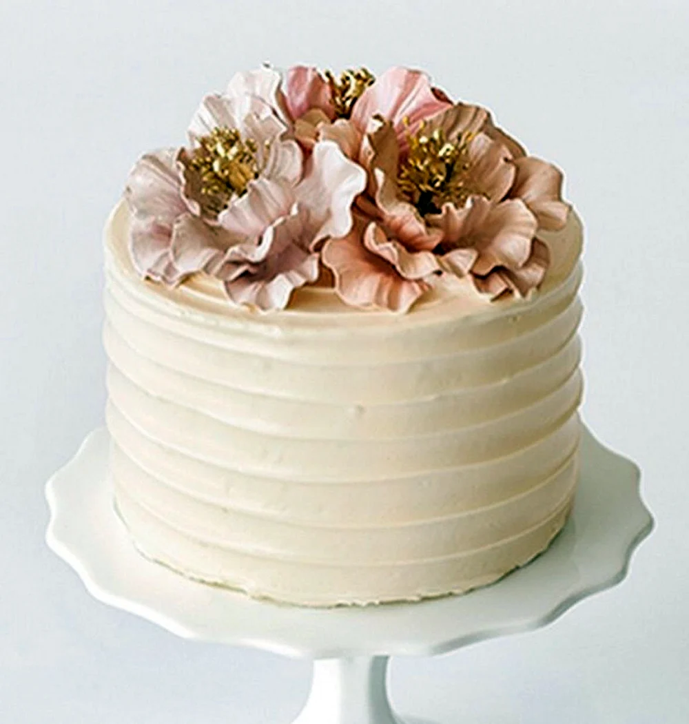 Свадебный торт один ярус кремовый