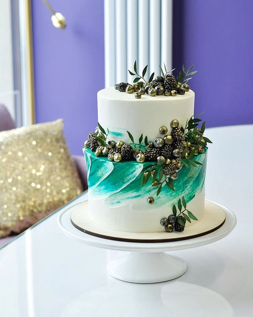 Свадебный торт в изумрудном цвете