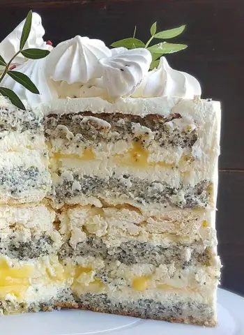 Торт бисквит маковый с лимонным курдом и кремом чиз