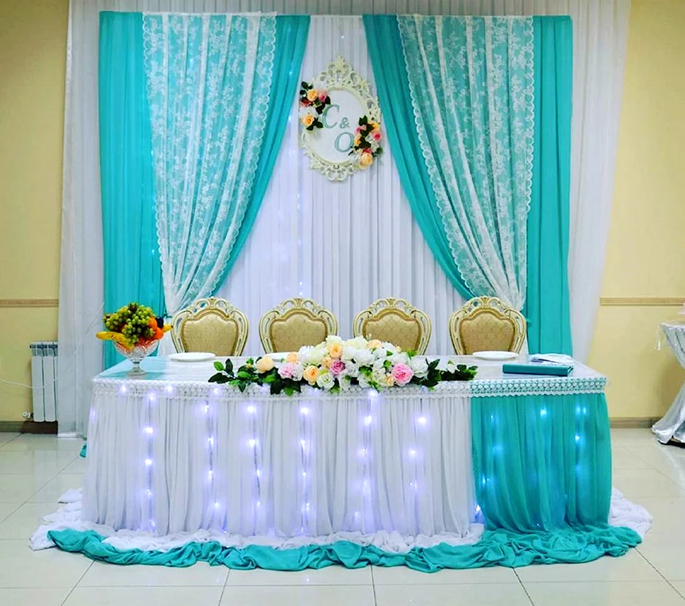 Украшение свадебного зала бирюзовый цвет