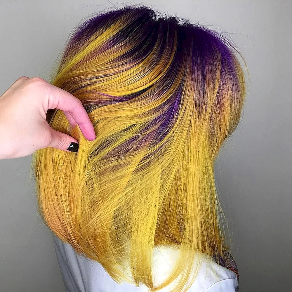 Желто фиолетовые волосы