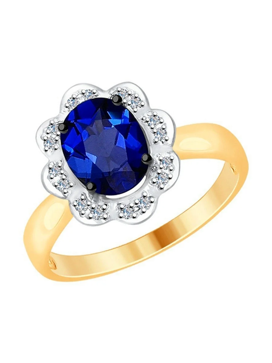 Золотое кольцо SOKOLOV 2011071 С бриллиантом и сапфиром